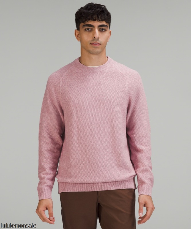 Lululemon Deutschland DELULU931 | Lululemon Deutschland Melierter Brier Rose Texturierter Strickpullover Mit Rundhalsausschnitt